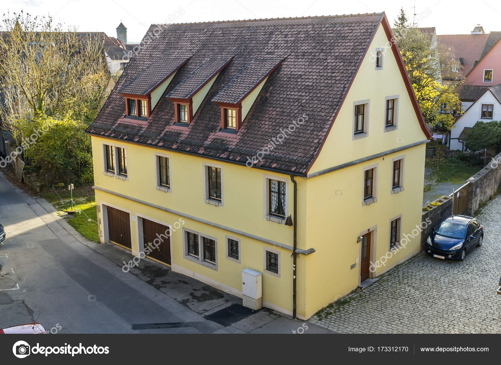 Old houses in Rothenburg ob der Tauber, picturesque medieval cit