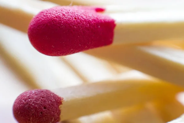Close-up detail image of two red matches — Stock Photo, Image