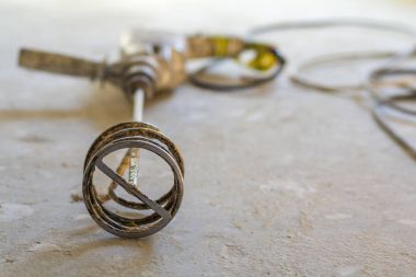 Yağsız kaplama malzeme veya çimento f için karıştırma bir araç bir closeup