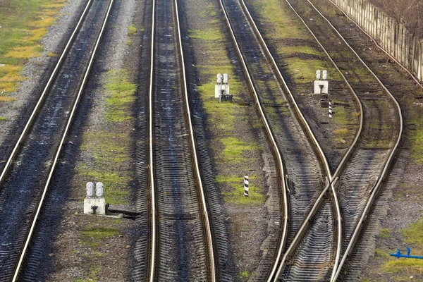 Zicht op de spoor-weg tracks van bovenaf — Stockfoto