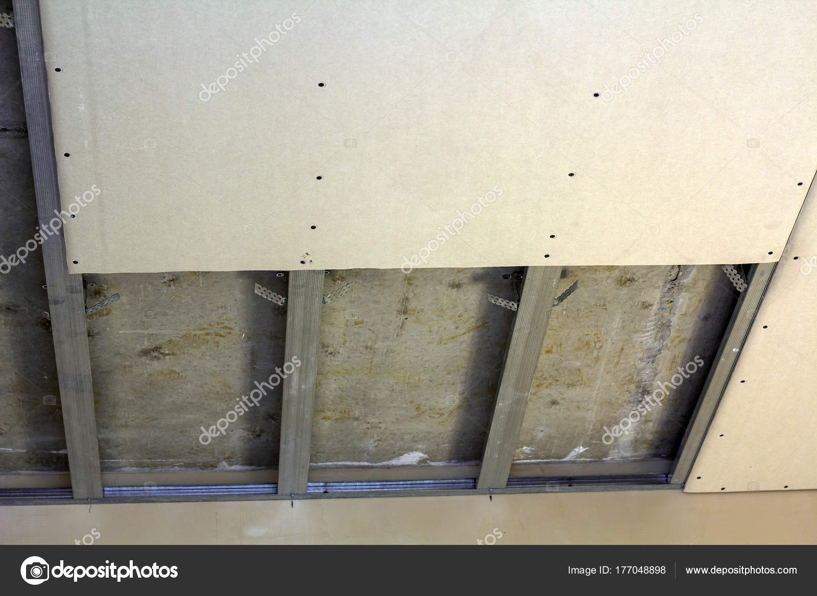Suspended Ceiling From Drywall Fixed To Metal Frame With