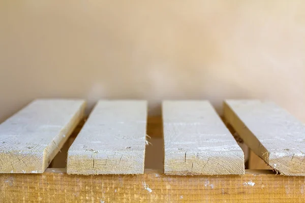 Tableros de madera mesa vacía con fondo borroso . — Foto de Stock