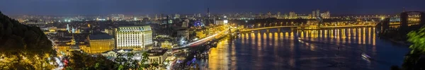 Kyiv (Kiev) city, the capital of Ukraine at night beside the Dni