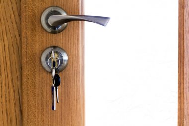 Modern, çağdaş saten metal kolu ve bir anahtar kilit bir w olarak