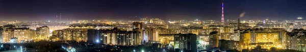 Panorama of night aerial view of Ivano-Frankivsk city, Ukraine w — Stock Photo, Image