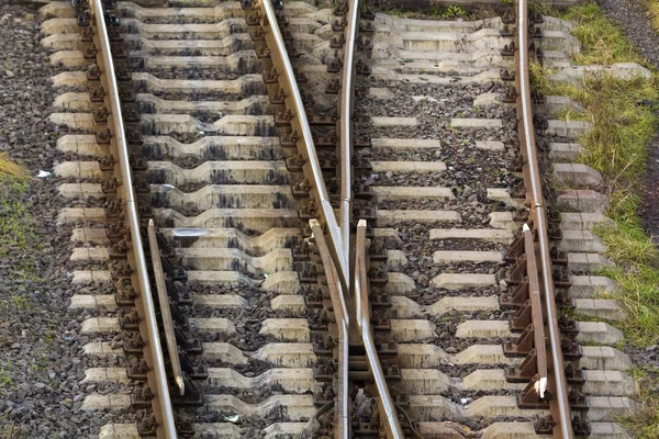 Zicht op de spoor-weg tracks van bovenaf — Stockfoto