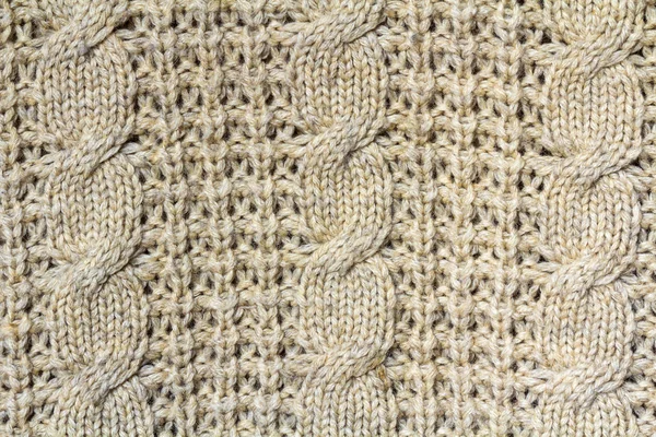 Texture de fond de tissu tricoté à motif beige en coton — Photo