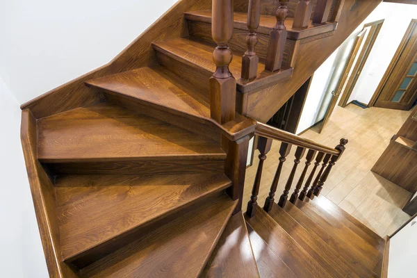 Close-up detail of brown wooden stairs — Stock Photo, Image