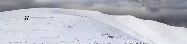 Montagnes des Carpates enneigées avec randonneurs lointains — Photo