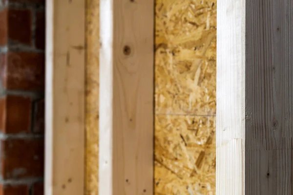 Закрыть детали деревянных элементов стен дома. Inte — стоковое фото