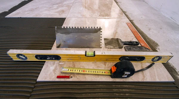 Baldosas Herramientas Cerámicas Para Tiler Instalación Baldosas Mejora Del Hogar — Foto de Stock