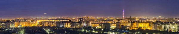 パノラマ空中ウクライナ イヴァーノ フランキーウシク市の夜景 — ストック写真