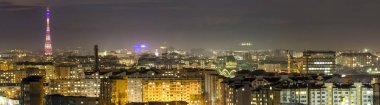 Ivano-Frankivsk City, Ukrayna gece hava görünümünü Panoraması.