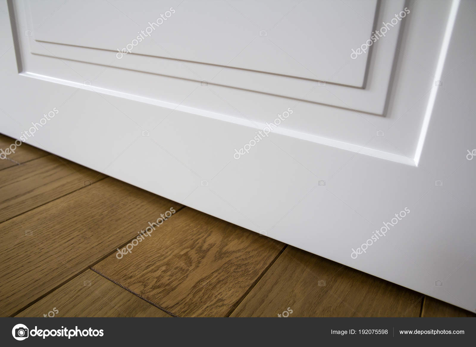Modern House Interior Detail With Wooden Parquet Floor And White