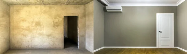 Comparación de una habitación en un apartamento antes y después de la renovación — Foto de Stock