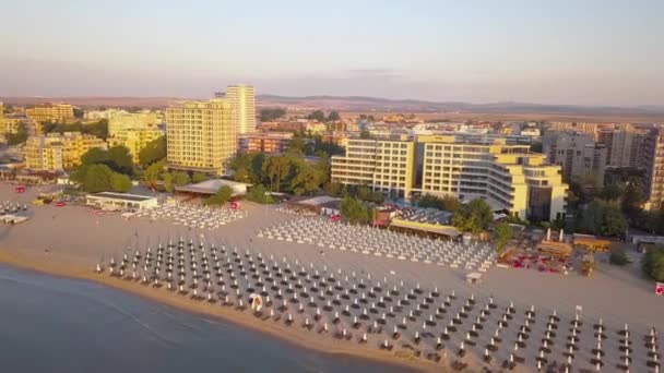 Aerial View Sunny Beach City Located Black Sea Shore Top — Stock Video