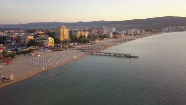 Vista Aérea Cidade Sunny Beach Localizada Costa Mar Negro Vista — Vídeo de Stock