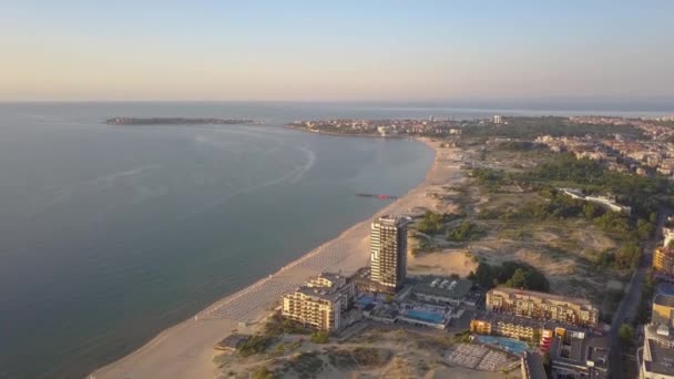 Vista Aérea Cidade Sunny Beach Localizada Costa Mar Negro Vista — Vídeo de Stock