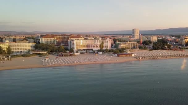 Vista Aérea Cidade Sunny Beach Localizada Costa Mar Negro Vista — Vídeo de Stock