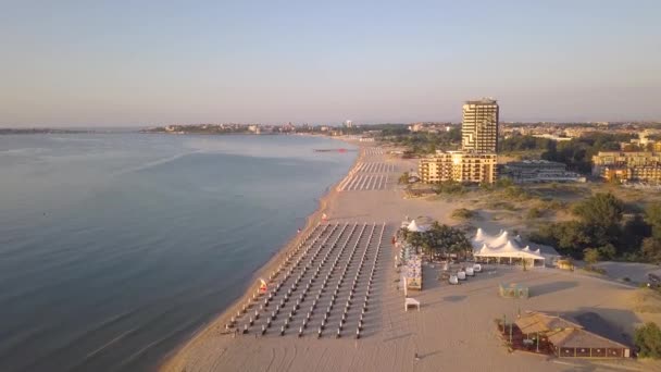 Karadeniz Kıyısındaki Sunny Beach Şehrinin Hava Manzarası Birçok Otel Binası — Stok video