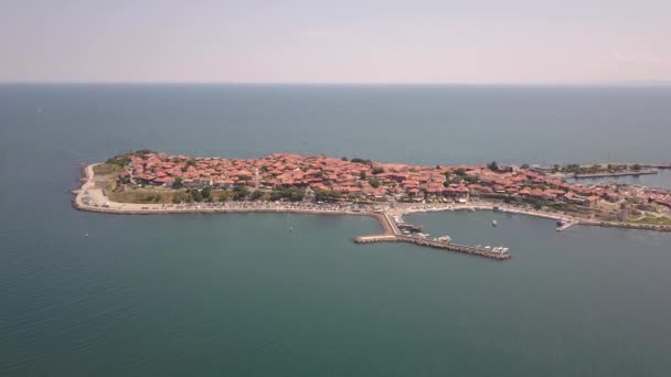 Luftaufnahme Der Antiken Stadt Nessebar Der Schwarzmeerküste Bulgarien — Stockvideo