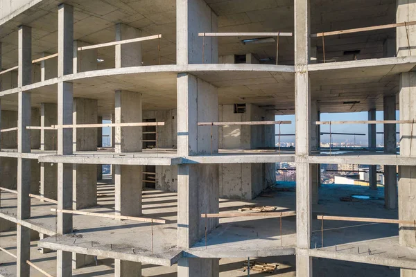 Aerial view of concrete frame of tall apartment building under c — Stock Image Aerial view of concrete frame of tall apartment building under c Royalty Free Stock Photos