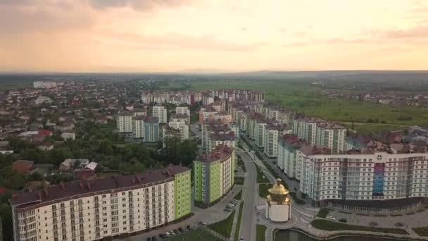 Vue Aérienne Quartier Résidentiel Avec Des Immeubles Habitation Des Rues — Video