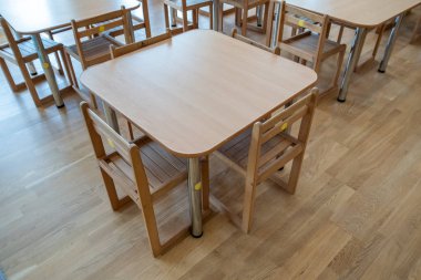 Kyiv, Ukrayna - 14 Ekim 2019: Geniş bir anaokulunun içi