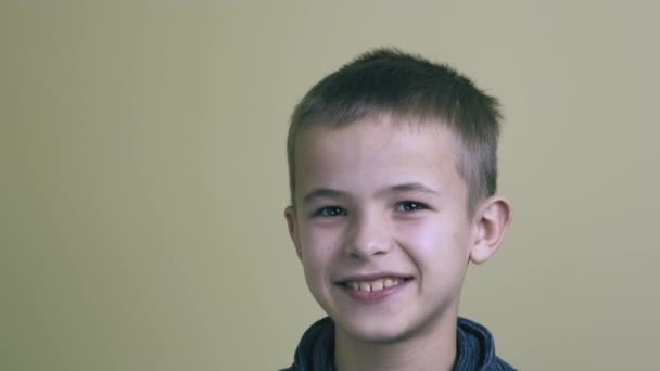 Portret Chłopca Uśmiechniętego Przed Kamerą — Wideo stockowe