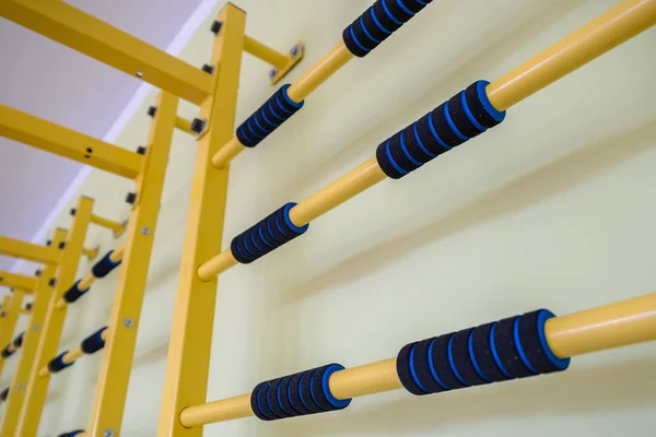 Eine Wand mit Leiterstange für Fitnesstraining in der Sporthalle — Stockfoto