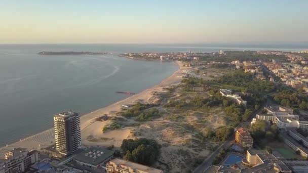 Légi Kilátás Sunny Beach Város Található Fekete Tenger Partján Top — Stock videók