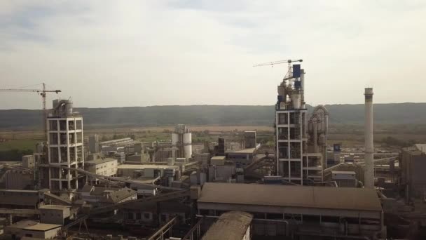 Vue Aérienne Usine Ciment Dans Zone Production Industrielle — Video