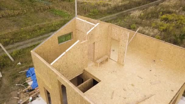 Costruzione Nuova Moderna Casa Modulare Pareti Realizzate Con Pannelli Legno — Video Stock