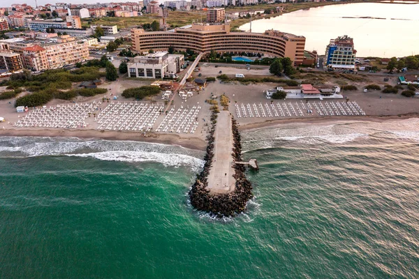 Aerial view of Pomorie city that is located on Black Sea shore. — Stock Photo, Image