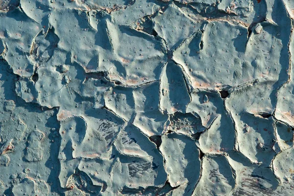 Closeup surface of old blue cracked paint. — 스톡 사진