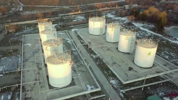 Aerial Footage Big Fuel Reservoires Petrol Industrial Zone — Stock Video