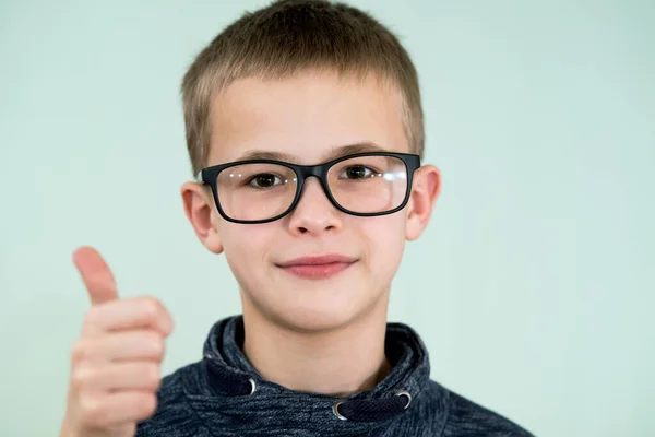 Close Portrait Child School Boy Wearing Glasses — Stock Photo, Image