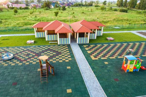 Aerial View New Alcove Kindergarten Play Yard Red Tiled Roof — Stock Photo, Image