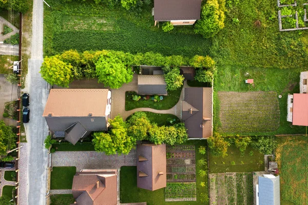 Paysage Aérien Petite Ville Village Avec Rangées Maisons Résidentielles Arbres — Photo