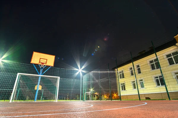 Campo Futebol Basquete Livre Mini Com Portão Bola Cesta Cercada — Fotografia de Stock