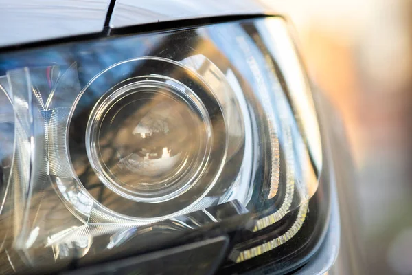 Close View Modern Car Headlight Shiny Optics — Stock Photo, Image