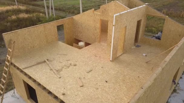 Costruzione Nuova Moderna Casa Modulare Pareti Realizzate Con Pannelli Legno — Video Stock