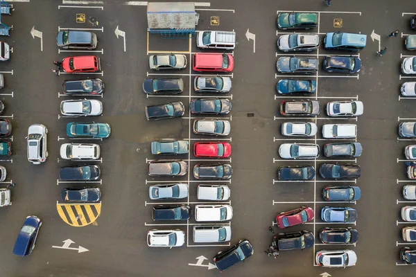 Top View Many Cars Parked Parking Lot — Stock Photo, Image