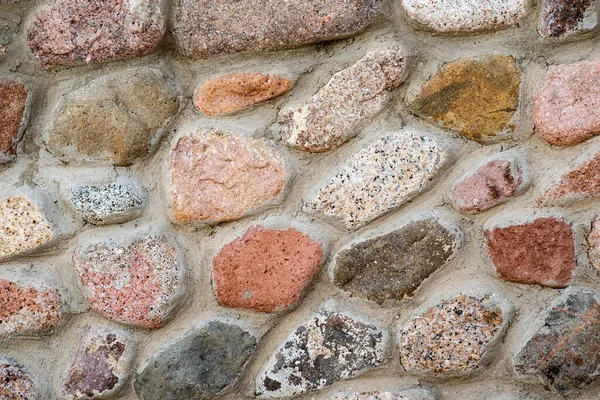 Vista Plana Detalle Una Pared Hecha Diferentes Piedras Fondo Piedra —  Fotos de Stock