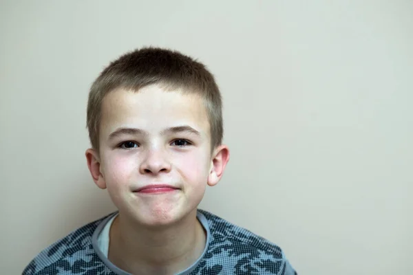 Closeup Portrait Funny Child School Boy — Stock Photo, Image