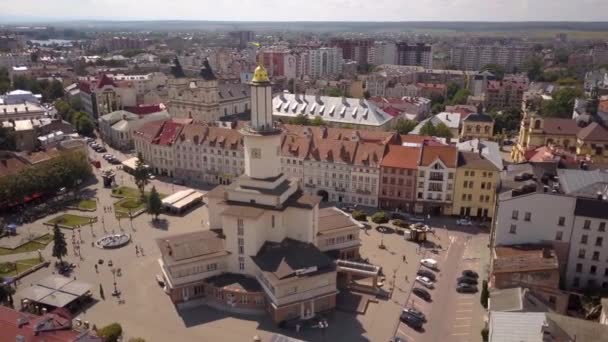 Vista Aérea Del Centro Histórico Ciudad Ivano Frankivsk Ucrania — Vídeo de stock