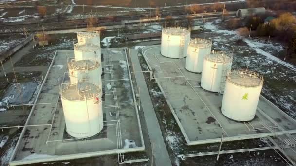 Aerial Footage Big Fuel Reservoires Petrol Industrial Zone — Stock Video