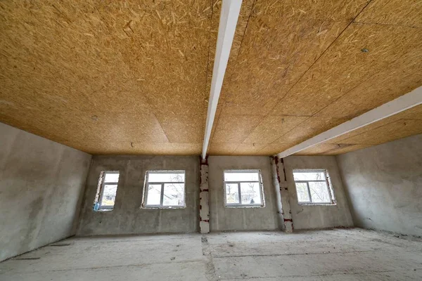 Appartement Maison Inachevé Grande Chambre Loft Reconstruction Plafond Contreplaqué Murs — Photo