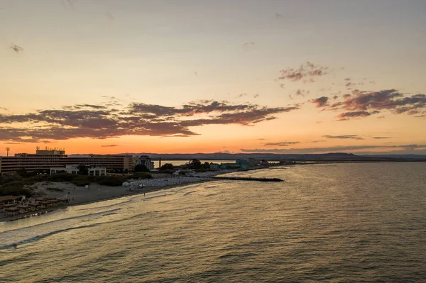 Aerial View Pomorie City Located Black Sea Shore Top View — 스톡 사진