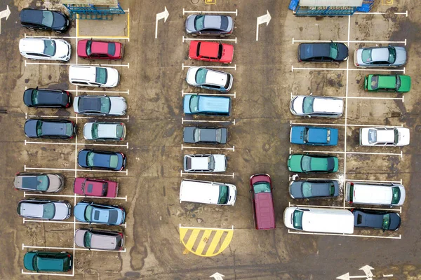 Top Aerial View Many Cars Parking Lot Supermarket Sale Car — Stock Photo, Image